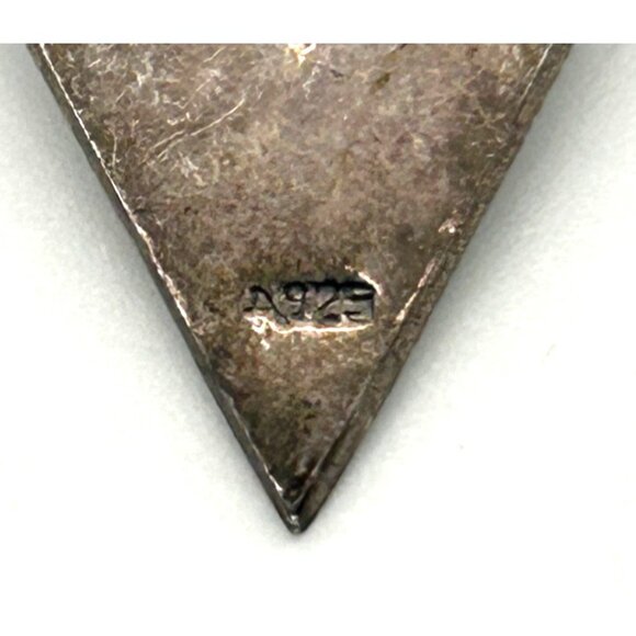 Sterling Silver Arrow Pendant Triangle W/ Purple Glass Crystal & Marcasite  925 - Picture 6 of 9